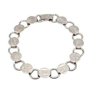 Sarah Cov "Young and Gay" 1959‎ Silver Tone Floral Engraved Charm Bracelet